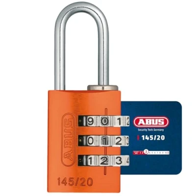 Immagine di ABUS Lucchetto a combinazione 145/20 arancione per bagagli, armadietti e molto altro. in alluminio codice regolabile individualmente livello di sicurezza 3