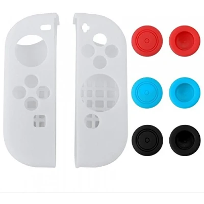 Immagine di Custodia protettiva in silicone 8 1 Con levette a pollice e tappi per Nintendo Switch Joy Controller Skin Bianco