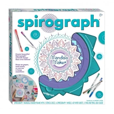 Immagine di Silverlit SPIROGRAPH Mandala Creator attività creative Set di contiene: una cornice, 2 stencil, 6 piccole ruote dentellate, 5 penne e 40 fogli A4 A partire da 8 anni