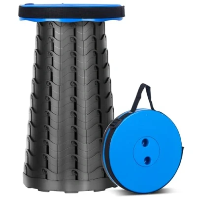 Immagine di HIGSPE Sgabello Pieghevole Portatile, Sedia Portatile Regolabile in Altezza 6,5 45 cm, Sedie da Campeggio Telescopico per Esterni, Pesca, Barbecue, Carico Massimo 180kg /397lb