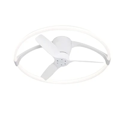 Immagine di Mantra Nepal Mini Plafoniera LED dimmerabile e ventola reversibile CC da 30 W, bianco, telecomando controllo APP