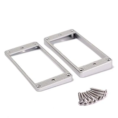 Immagine di Alnicov Set di 2 cornici per pickup humbucker, con fondo curvo, accessori chitarra Epiphone, colore argento