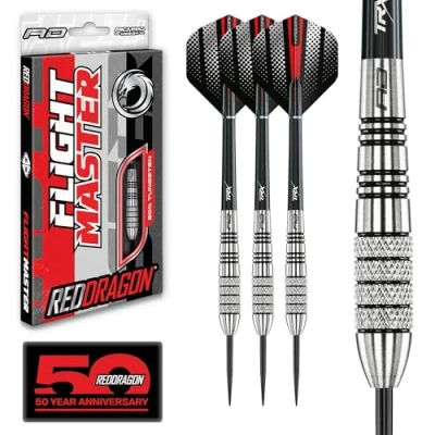 Immagine di RED DRAGON Sidewinder: 27g Flightmaster Freccette Tungsteno con Punta Acciacio, Voli e Aste