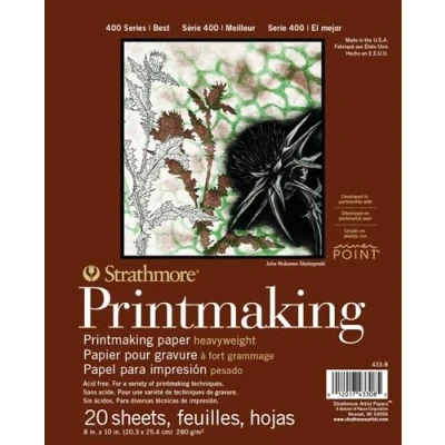 Immagine di Strathmore 400 Series Printmaking Paper Pad Blocco di Carta per Stampa 20,3 x 25,4 cm, 20 Fogli, Bianco, 8&quot;x10&quot;, unità