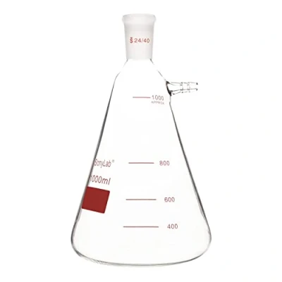 Immagine di stonylab Pallone di Filtraggio con Giunto Esterno Conico Standard 24/40, in Vetro Borosilicato a Parete Pesante, Collo Vite Tubazione, 1000 ml