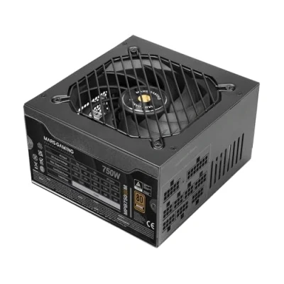 Immagine di MARS GAMING MPB750SIM, Alimentatore ATX Full Modulare 750W, Garanzia 7 Anni, 80Plus Bronze 230V EU, 90% di Efficienza, Ventola SI Extreme Silence 140mm, Tecnologie AI2 RPM, DC e SMD, Nero