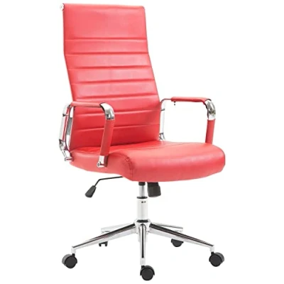 Immagine di CLP Sedia Ufficio Girevole Kolumbus In Similpelle I Scrivania Alto Schienale Studio Regolabile, Colore:rosso