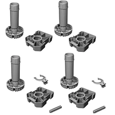 Immagine di 4 Set GedoTec piedi MOBILE küchen unterschrank BASE REGOLABILE PLASTICA NERA in altezza 80 mm COMPLETO 500 kg Portata Qualità di marca per il tuo zona living Stück Höhe: 150