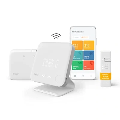 Immagine di tado Kit Base Termostato Smart Wireless V3+ wifi digitale per caldaia + Sensore di temperatura Supporto Cronotermostato Gestione via app Funzioni Home Alexa e Siri