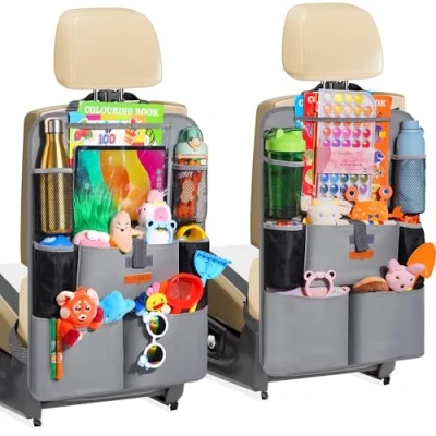 Immagine di SURDOCA Organizer Auto Sedile, Portaoggetti per Tablet da 11 Pollici, Protezione Sedile Bambini con 8 Tasche, Intrattenimento Viaggio Auto, Accessori