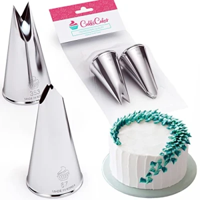 Immagine di Cukkicakes Set di 2 Beccucci per Sac a Poche Professionali decorare con foglie sulle Torte (352 e 67), Cupcake Biscotti Bocchette Pasticceria prodotte in Corea
