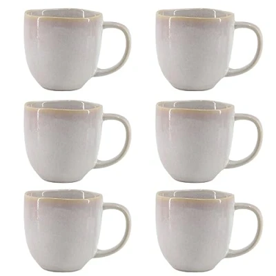 Immagine di Brigros Wehome Set Da 6 Tazze Colazione In Ceramica, Lavorate A Mano, Mug X 350 Ml Pezzi Per Colazione/set Di Caffè, Cappuccino, The (Glicine)