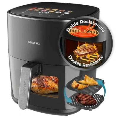 Immagine di Cecotec Friggitrice ad Aria 6.5 Litri Air Fryer Cecofry&amp;Grill Duoheat 6500. 2200W, Dietetica e Digitale, Finestra, Piastra, Grill, Doppia Resistenza, Temperatura Regolabile 40 200C, 12 Menu