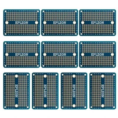 Immagine di EPLZON Mini PCB Placcato Oro Breadboard per Progetti di Elettronica Fai da Te Compatibile con Saldatura 2.0&quot;x1.5&quot; Colore Misto (Confezione 10 Pezzi,Blu)