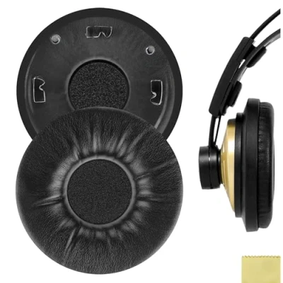 Immagine di Geekria QuickFit Cuscinetti di ricambio in pelle proteica per cuffie AKG K121, K121S, K141 MK II, K142 HD, parti riparazione (nero)