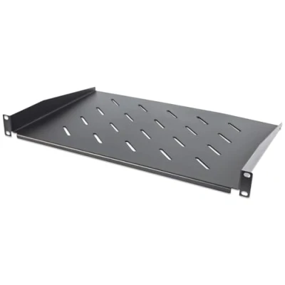 Immagine di INTELLINET 714884 Ripiano per Montaggio Frontale 1 U (Montaggio su Due Guide profilate Anteriori), profondità 300 mm, Perforato, Nero