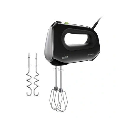 Immagine di Braun MultiMix2 HM2110BK Sbattitore Elettrico, 4 Velocità + Turbo, Easy Click cambio accessori facilitato, in dotazione 2 Fruste e ganci impastatori, Avvolgicavo, Potenza 500W, Nero