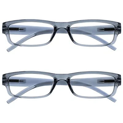 Immagine di The Reading Glasses Company Grigio Leggero Comodo Lettori Valore 2 Pacco Stile Designer Uomo Donna Uvr2Pk032Gr +1,50 70 Gr