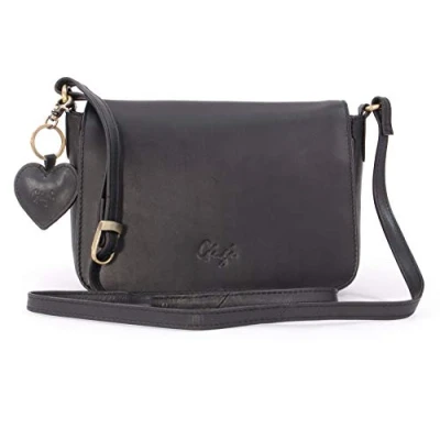 Immagine di Gigi Vera Pelle Borse a Spalla da donna/Borsa Tracolla/Borsa Mano/con ciondolo forma di cuore/Tracolla regolabile/Borsa organizer 14578 NERO