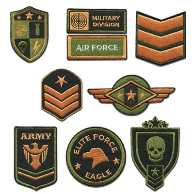 Immagine di Militare Set 9 Pezzi Toppe termoadesive Patch Toppa ricamate