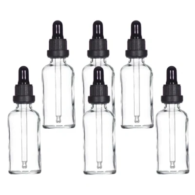 Immagine di Yizhao Trasparente Bottiglie Contagocce Vetro 50ml, con Pipette Vetro,per Oli Essenziali, Aromaterapia, Laboratorio, Fragranze, Cosmetici, Viaggio 6 Pcs