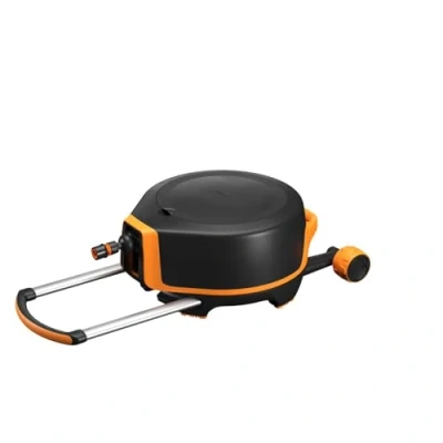 Immagine di Fiskars Carrello XL con Ruote, Set All Inclusive per Irrigazione, Portata 27m, Avvolgimento Automatico, Tubo in Misura Universale (Ø 13mm), Connettore Rubinetto, X series, 1067548