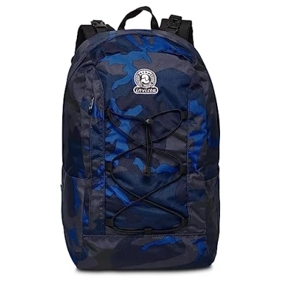 Immagine di Invicta Zaino Scuola Twist Reversibile 2 Zaini in 1, BLUETTE CAMOUFLAGE, Blu Tasche Porta Borraccia, Elastici Anteriori Scuola, Università, Viaggio Tessuto 100% Eco GRS