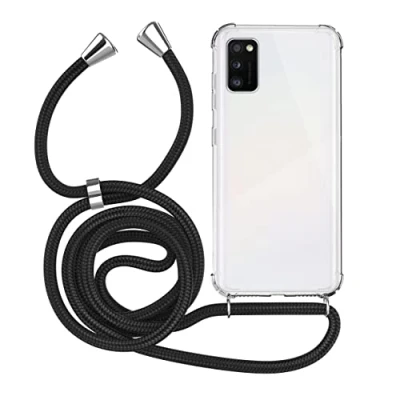 Immagine di MyGadget Cover per Samsung Galaxy A41 Custodia con Corda Case Cordino Trasparente Antiurto Laccio Tracolla Practical Stylish Nero