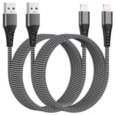 Immagine di Cavo iPhone 3M 2 Pezzi [Certificato MFi], Caricatore USB Lightning Nylon Cavetto Filo Cavi Ricarica per Apple 14 13 12 11 Pro Max XS 8 7 6 iPad