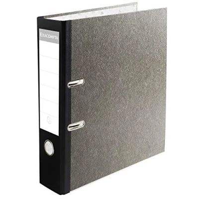 Immagine di Exacompta Cod. 53681E 1 Raccoglitore a leva PREM&#039;TOUCH® con anelli D Dorso 80mm nero Carta marmorizzata grigio Formato esterno 30x32cm per A4 maxi