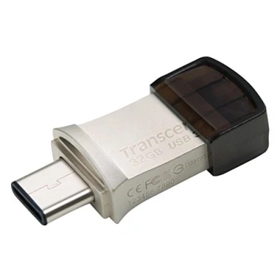Immagine di Transcend JetFlash® 890 Memoria ausiliaria USB per Smartphone e Tablet Argento 32 GB 3.2 Gen 2 (USB 3.1), C®
