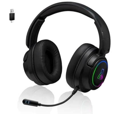 Immagine di The G Lab Korp Iridium Cuffie da gioco senza fili 2.4GHz e Bluetooth, audio di alta qualità, microfono staccabile, autonomia 45H, RGB, auricolari in similpelle PS5, PS4, PC,