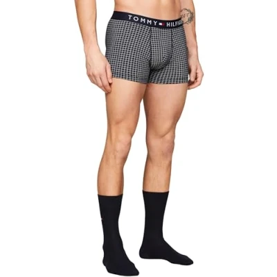 Immagine di Tommy Hilfiger Set Regalo Uomo Pantaloncino Boxer e Calzini, Blu (Grid Check/Desert Sky), M
