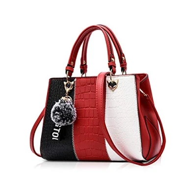 Immagine di NICOLE &amp; DORIS Moda borsa a mano Donne Borse Spalla tracolla Tote Messenger con Grande Capacità in PU Pelle Vino rosso 1