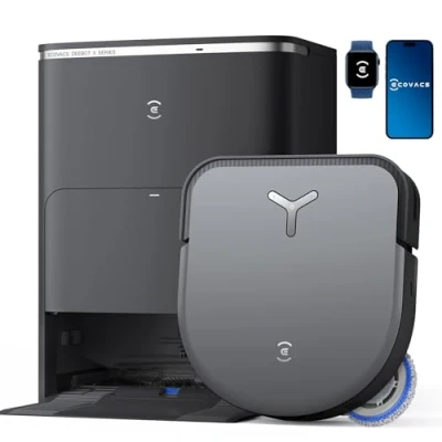 Immagine di ECOVACS DEEBOT X5 OMNI Robot Aspirapolvere Lavapavimenti con Stazione All in One, 12800Pa, Anti grovigli, TruEdge™ Taglio Adattivo Bordi, Lavaggio Mocio ad Acqua Calda a 70C, Sollevamento Mop 15mm