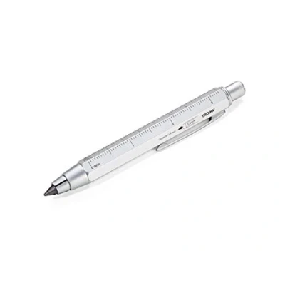 Immagine di TROIKA ZIMMERMANN 5,6 BLEISTIFT PEN56/SI, mine (5,6 mm HB mine), righello in centimetri/pollici, scala 1:20 m/1:50 m, temperamatite ottone laccato argento