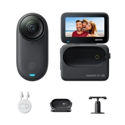 Immagine di Insta360 GO 3S Nero Notte (128GB) Cam 4K per vlogging, POV a mani libere, montaggio magnetico, stabilizzazione, 140 minuti di autonomia, impermeabilità fino 10 m, editing IA
