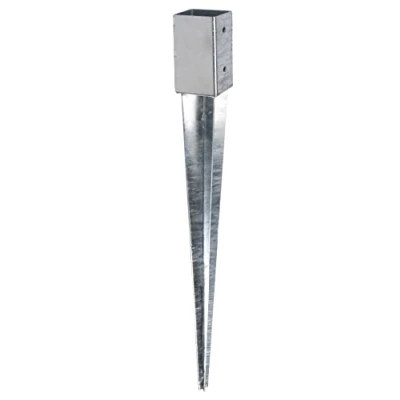 Immagine di Alberts 208172 Presa a terra carrabile, per pali in legno rotondi o quadrati, zincato caldo, 46 x mm, lunghezza totale 550 mm