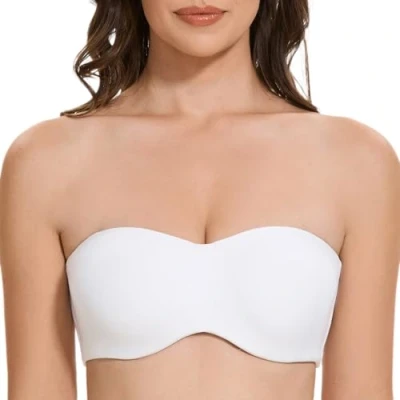 Immagine di MELENECA Donna Minimizer Reggiseno Senza Spalline Invisibile con Ferretto Imbottito Bianco 2C