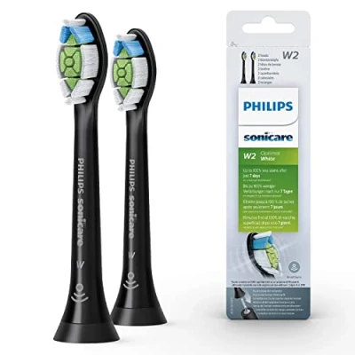 Immagine di Testine per spazzolino sonico Philips Sonicare Original W2 Optimal White Standard Confezione da 2 unità in nero (modello HX6062/13)