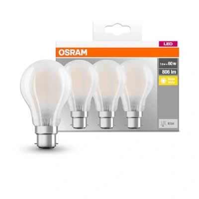 Immagine di Osram Lampadine LED Goccia, 7W Equivalenti 60W, Attacco B22d, Luce Calda 2700K, Confezione da 3