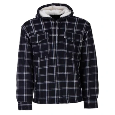 Immagine di Henry Terre Giacca da boscaiolo, uomo, con cappuccio, lavoro, in flanella, foderata a quadretti, blu navy, L