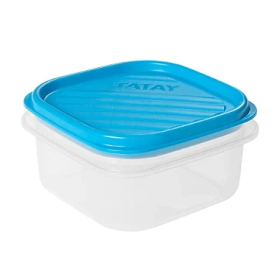 Immagine di TATAY Contenitore per Alimenti, Ermetico, capacità 0,3L, Coperchio a Scatto Flessibile, Senza BPA, Adatto al microonde e alla lavastoviglie, Blu. Dimensione: 10 x 5,5 cm