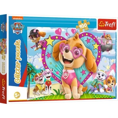 Immagine di Trefl Puzzle Glitter 100 Elementi, nel Bagliore di Skye, per Bambini dai 5 Anni, Colore Paw Patrol