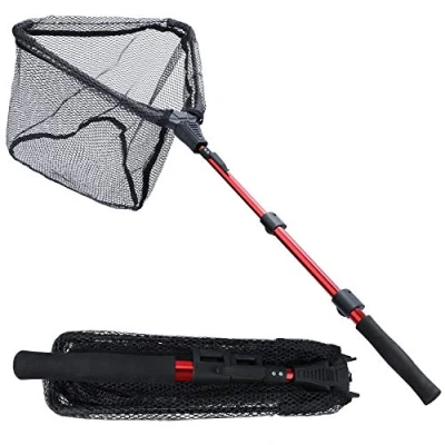 Immagine di Sougayilang Retino da pesca per pesci, palo telescopico pieghevole pieghevole, rete in nylon resistente, cattura o rilascio sicuro dei pesci RSJ115CM