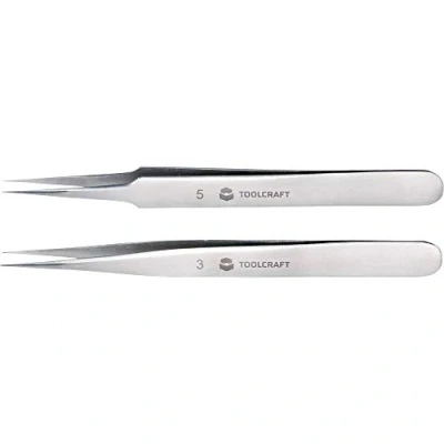 Immagine di TOOLCRAFT TO 5861034 Kit pinzette 2 parti Acuminate, superfini 120 mm