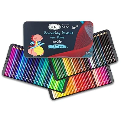 Immagine di Artina Artilo XXL Set di 120 matite colorate per bambini in Legno Certificato FSC® colorare infrangibili, altamente pigmentate da disegnare