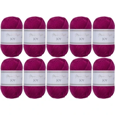 Immagine di Utopia Crafts JOY Filato per lavorare a maglia e all&#039;uncinetto, morbido, facile da pulire, 100% poliacrilico, 10 gomitoli 50 g, 150 m (lampone scuro)