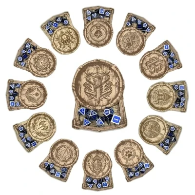Immagine di D&amp;D Class Sottobicchieri in legno inciso a laser con vassoio cubo, classi DND per fan di Dungeons and Dragons (DM)