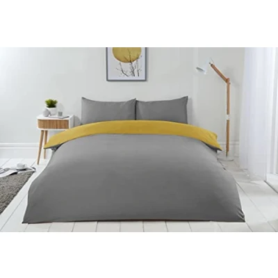 Immagine di Emma Barclay Lyla Set copripiumino reversibile, per letto king size, colore: ocra/grigio